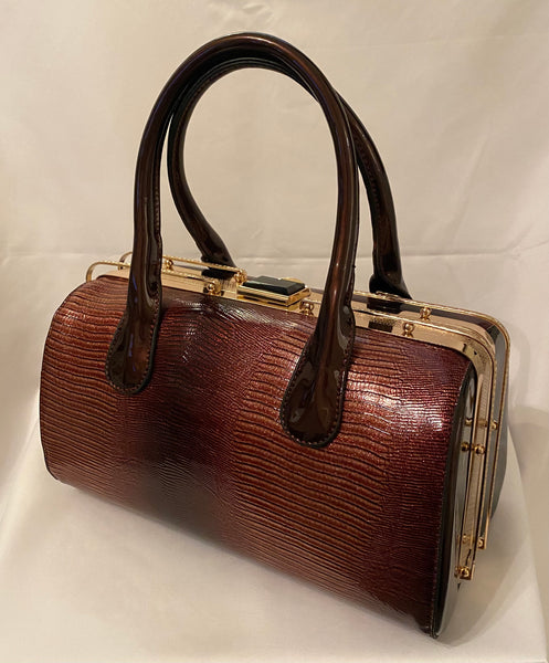 Classic Hollie Handbag in Walnut Red - Vintage Inspired