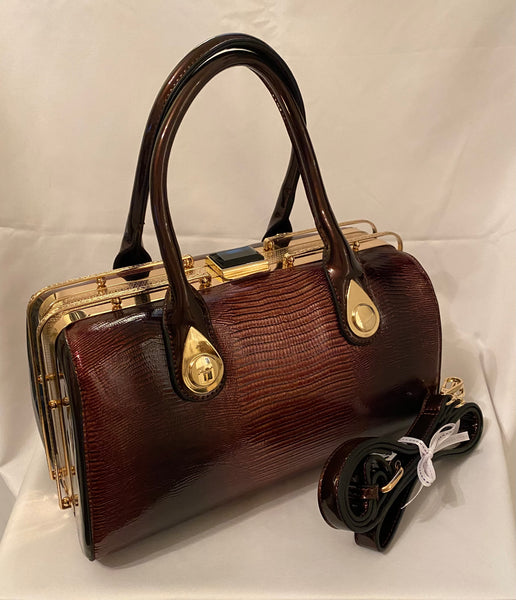 Classic Hollie Handbag in Walnut Red - Vintage Inspired