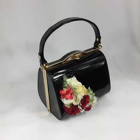 Classic Lilly Handbag in Black - Handmade Vintage Inspired