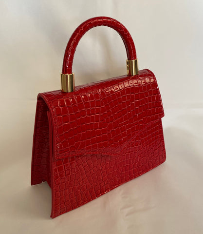 Classic Penny Handbag in Red Velvet - Vintage Inspired