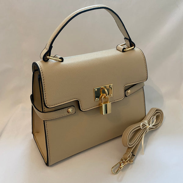 Classic Poppy Handbag in Stone - Vintage Inspired