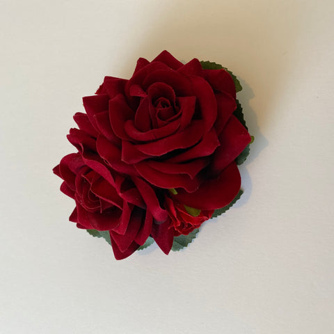 Classic Vintage Red Rose & Hydrangea Hair Clip