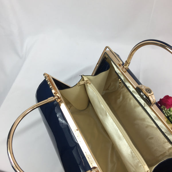 Classic Emma Barrel Handbag in French Blue - Handmade Vintage Inspired