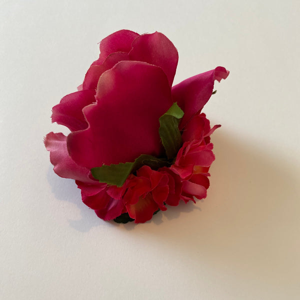 Classic Vintage Pink Rose & Hydrangea Hair Clip