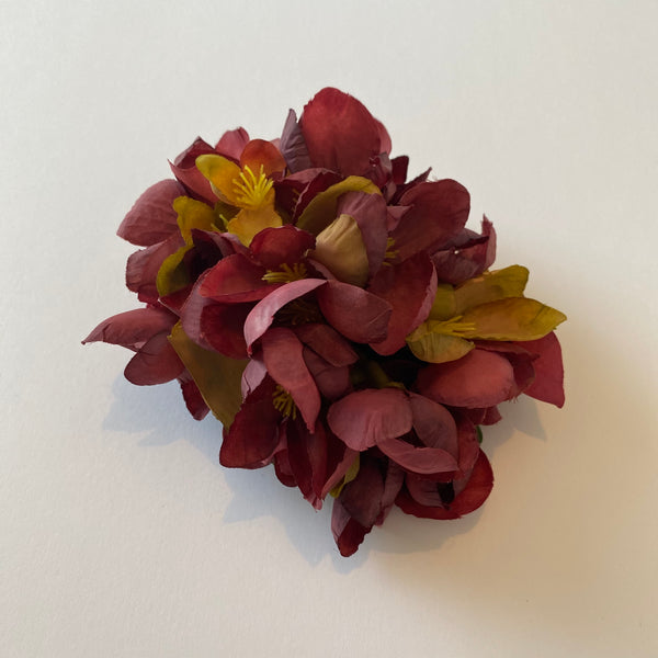 Classic Vintage Burgundy Quince Blossom Hair Clip