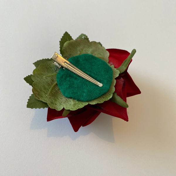 Classic Vintage Red Rose Hair Clip